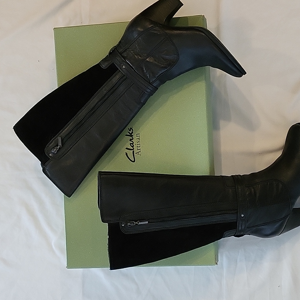 Clarks Artisan boots, black, knee-high